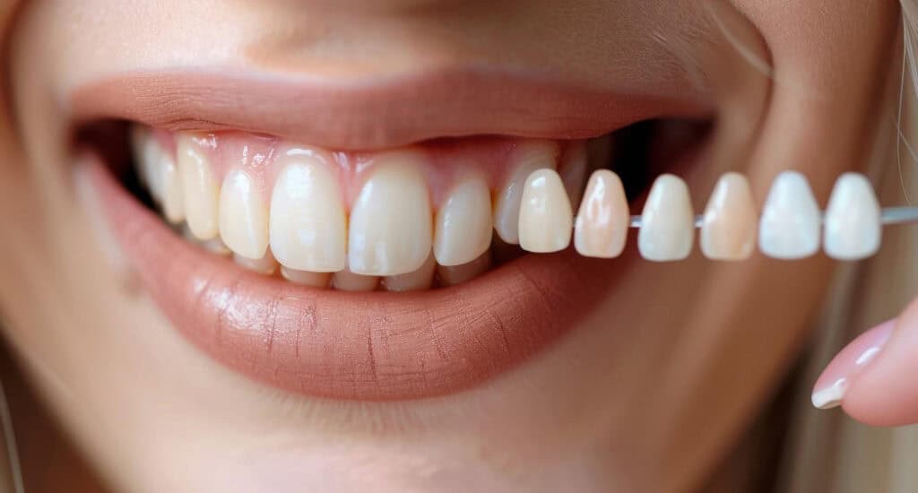Dental implant model showcasing tooth restoration with metal posts and artificial teeth for educational purposes.